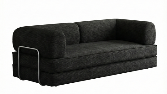 Black sofa on a white background